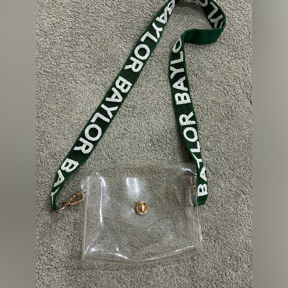 Clear Crossbody Bag with Green Strap